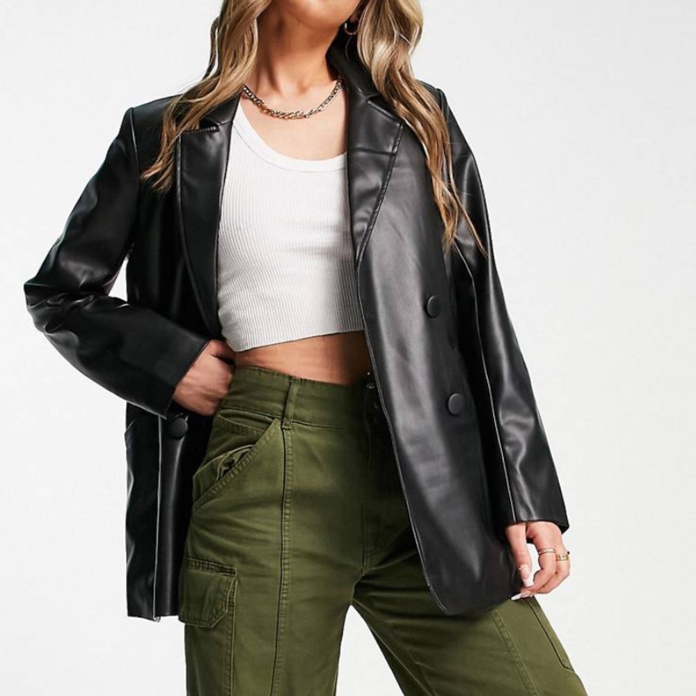 Topshop leather blazer